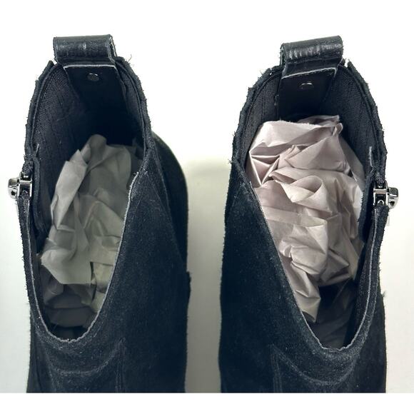 Donald Pliner Banks Women's Black Suede Pull On Ankle Boots Size 7 Booties Zip - Picture 11 of 15